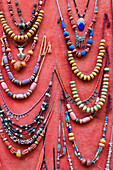 Fes, Morocco. Hand made tribal necklaces for sale.