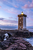 France, Brittany. Sunrise at the Kermorvan Lighthouse