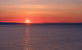 Sunset over Gronfjorden and Isfjorden, Island of Spitsbergen. Arctic region, Scandinavia, Norway, Svalbard