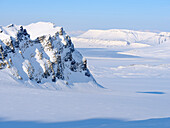 View towards Gronfjorden. Glacier Vestre Gronfjorden, Island of Spitsbergen. Arctic region, Scandinavia, Norway, Svalbard