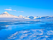 Landscape in Gronfjorden, Island of Spitsbergen. Arctic region, Scandinavia, Norway, Svalbard