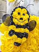 The streets of Tomar decorated with paper flowers for Festival of the Trays. Festa dos Tabuleiros is one of the most important celebrations in Portugal.