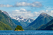 USA, Alaska, Tongass National Forest. Landscape with mountain and island in inlet.