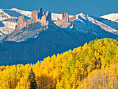 USA, Colorado. Ohio Pass and the Castles with autumn color