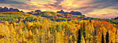 USA, Colorado, Kebler Pass. Panorama der Herbstfärbung am Kebler Pass