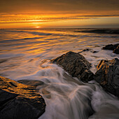 USA, New Jersey, Cape May National Seashore. Sunrise on ocean shore.