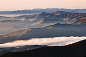 Early morning spring view of mountains and mist, from Clingmans Dome area, Great Smoky Mountains National Park, North Carolina