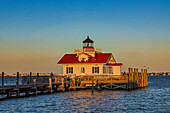 USA, North Carolina, Manteo. Sunset on the Roanoke Marshes Lighthouse