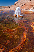 USA, Utah. Crystal Geyser, a cold water geyser, travertine geological formation, near Green River.