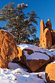 USA, Utah. Winter snowfall in Arches National Park.