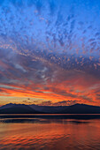 USA, Washington State. Sunset landscape of Hood Canal and Olympic Mountains.