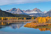 Fall color at Oxbow Bend of the Snake River, Grand Teton National Park, Wyoming.