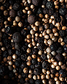 Closeup of a pile of peppercorns viewed from above