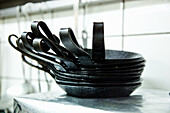 Stack of cast iron pans