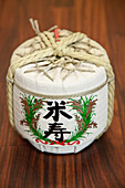 Traditional sake barrel