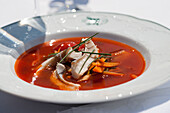 Carp soup with vegetables