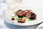 Sorbian-style beef roulade with potato dumplings and bean vegetables