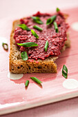 Beetroot spread on wholemeal bread