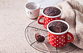 Mug brownies with chocolate and cinnamon