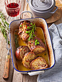 Pork roulade with vegetable filling and rosemary