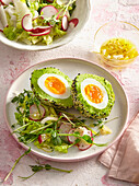 Vegetarian scotch eggs with salad
