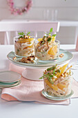 Kohlrabi Waldorf salad with orange, nuts and mayo dressing