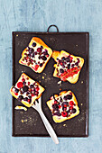 Delicious custard toast with fresh berries