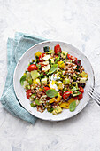 Buckwheat salad with vegetables and herbs