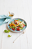 Summer salad with fresh vegetables and feta