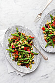 Green asparagus and herb salad with beans