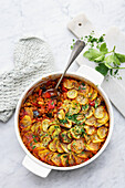 Provençal oven ratatouille with courgettes and aubergines