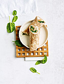 Salmon and spinach wrap