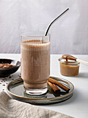 Chocolate and nut smoothie with cinnamon