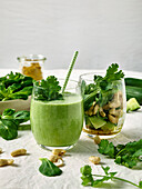 Spicy Thai smoothie with coriander and cashew nuts
