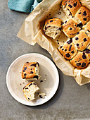 Chocolate rolls with chocolate chips