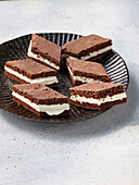 Chocolate slices with creamy filling
