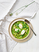 Green vegetable soup with ricotta dumplings