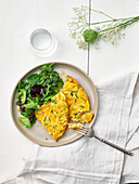 Vegetable tortilla with leaf salad