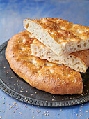 Flatbread served on a plate