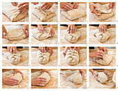 Step-by-step instructions for folding bread dough