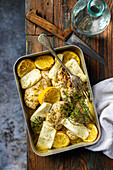 Chicken with halloumi, lemon and thyme