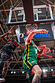 The Harlem Globetrotters perform at the Prince Felipe Pavilion in Zaragoza, Spain