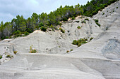 Arid and stony craggy zone with little poor vegetation. Yesa reservoir. Aragon, Spain, Europe.