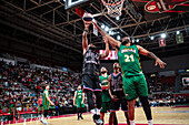 The Harlem Globetrotters perform at the Prince Felipe Pavilion in Zaragoza, Spain