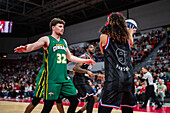 The Harlem Globetrotters perform at the Prince Felipe Pavilion in Zaragoza, Spain