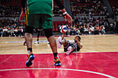 The Harlem Globetrotters perform at the Prince Felipe Pavilion in Zaragoza, Spain