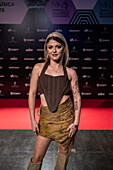 Alba Reche, winner of the awards for Song of the Year, Best Electronic Recording and Best Musical Production, on the red carpet at the MIN Independent Music Awards 2024, Zaragoza, Spain