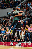 The Harlem Globetrotters perform at the Prince Felipe Pavilion in Zaragoza, Spain