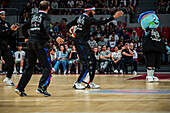 The Harlem Globetrotters perform at the Prince Felipe Pavilion in Zaragoza, Spain