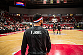 The Harlem Globetrotters perform at the Prince Felipe Pavilion in Zaragoza, Spain